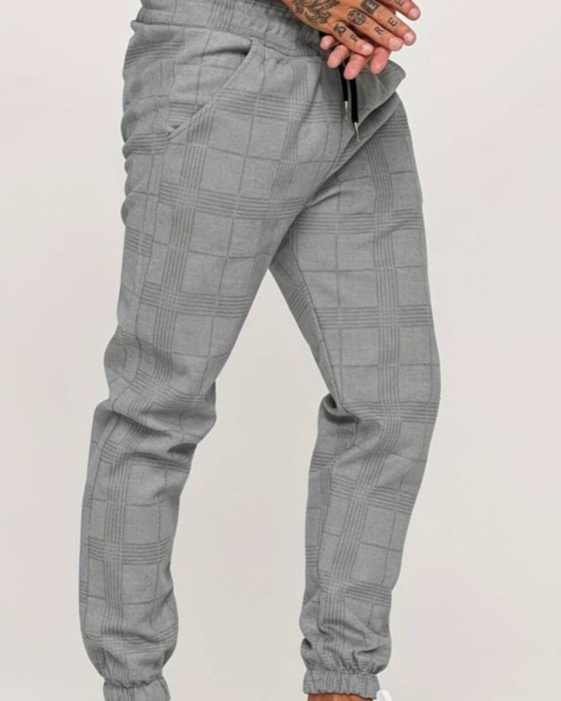 UrbanFit - Nowoczesne męskie joggery Slim Fit w kratkę zapewniające stylowy i wygodny wygląd
