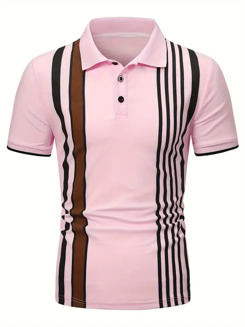 Koszulka polo dla mężczyzn - Slim Fit, Kurzarm, Vertikal gestreift, Klassischer Kragen