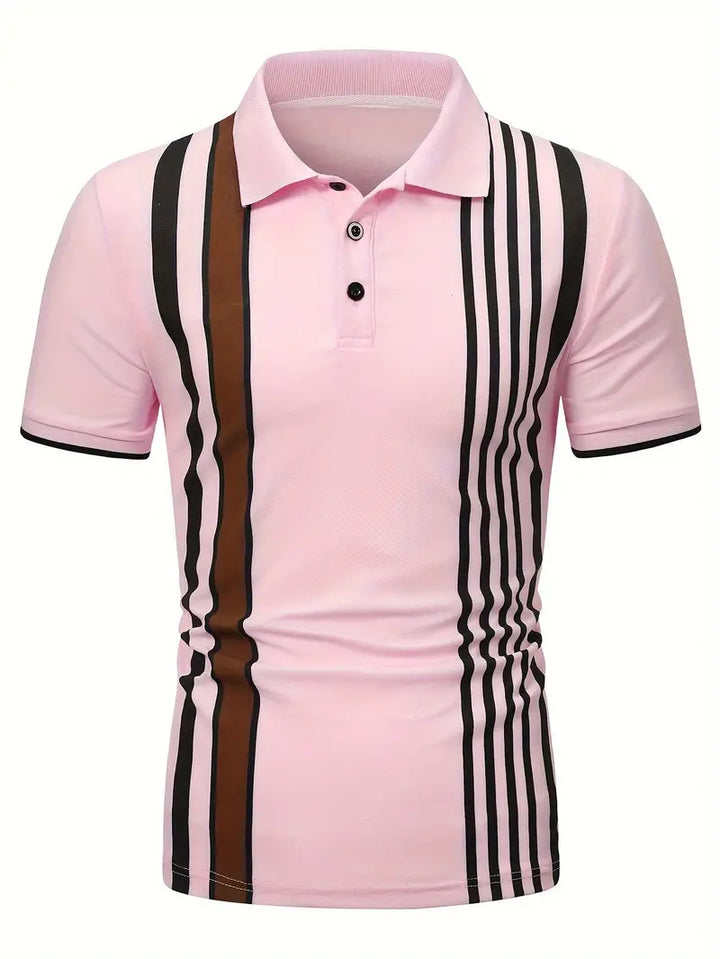 Koszulka polo dla mężczyzn - Slim Fit, Kurzarm, Vertikal gestreift, Klassischer Kragen
