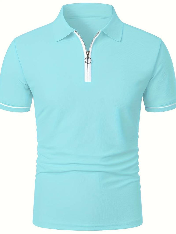 Polos para Hombre - Ajuste Delgado - Manga Corta - Cuarto de Cierre - Detalle de Contraste Elegante