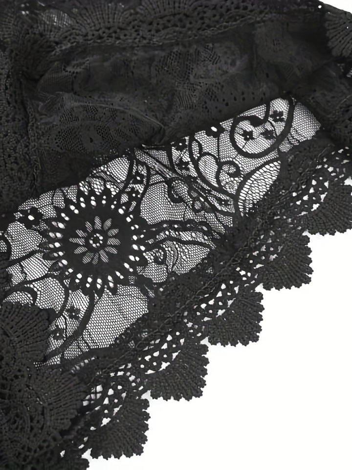 Elegant Women's Lace V-Neck Midi Dress - Stylish Summer Knit Beachwear with Slit Hem & Long Sleeves