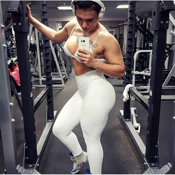 Legginsy fitness o wysokim kroju zapewniające doskonałe pompki