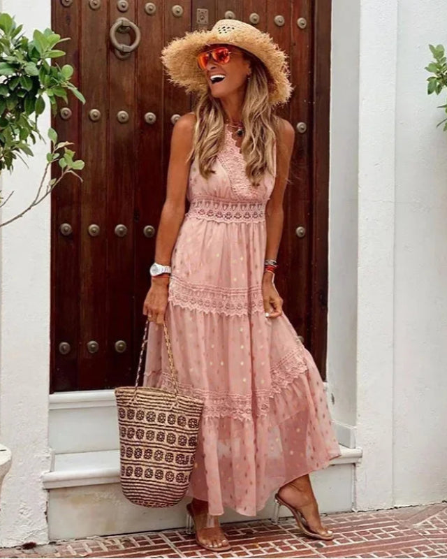 Elegancka długa sukienka Boho Maxi z unikalnym nadrukiem dla doskonałego stylu