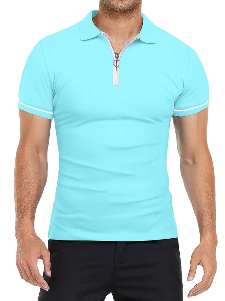 Polos para Hombre - Ajuste Delgado - Manga Corta - Cuarto de Cierre - Detalle de Contraste Elegante