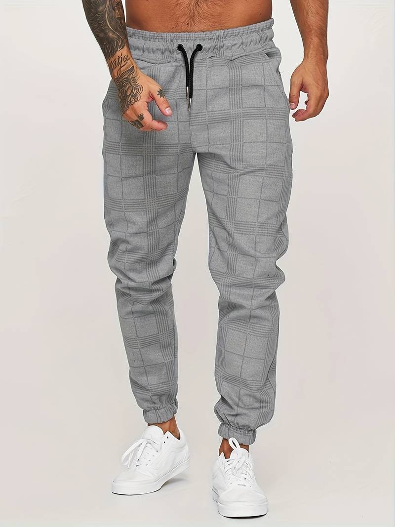UrbanFit - Nowoczesne męskie joggery Slim Fit w kratkę zapewniające stylowy i wygodny wygląd