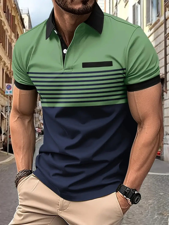 Koszulka polo dla mężczyzn - Slim Fit mit Streifenmuster - Kurzarm, casual i stilvoll