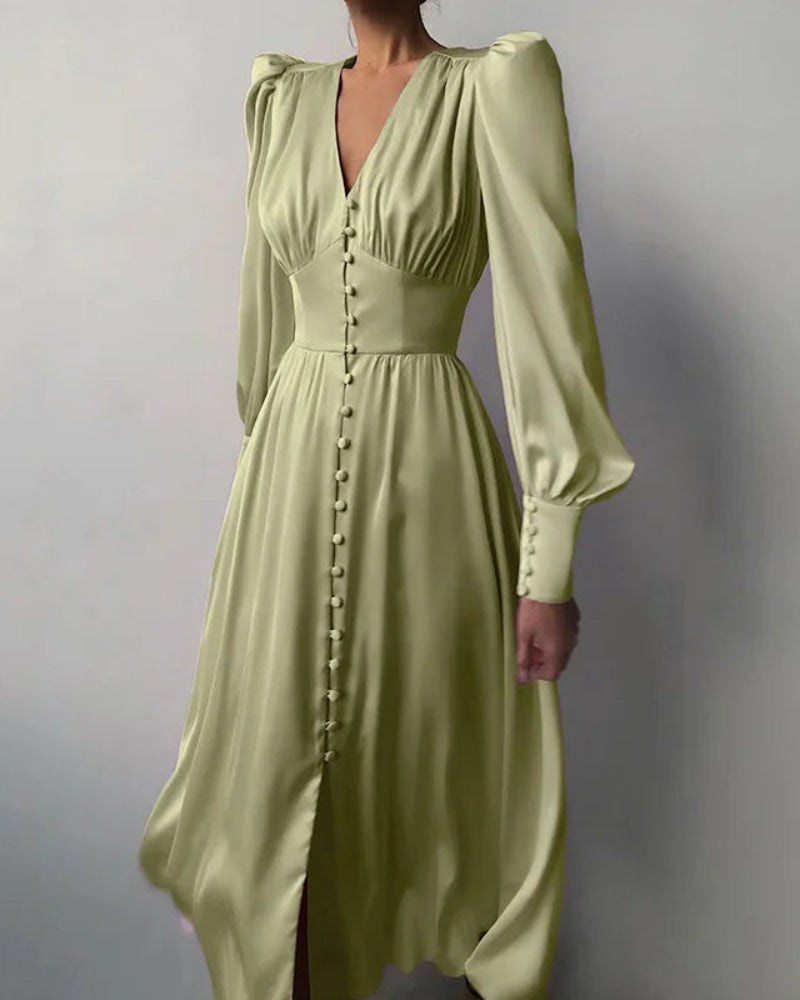 Elegancka satynowa sukienka Maxi Seraphina z dekoltem w szpic dla kobiet