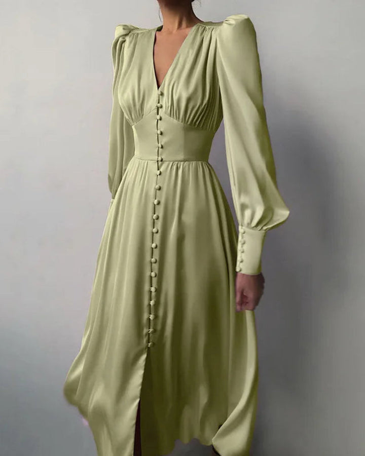 Elegancka satynowa sukienka Maxi Seraphina z dekoltem w szpic dla kobiet