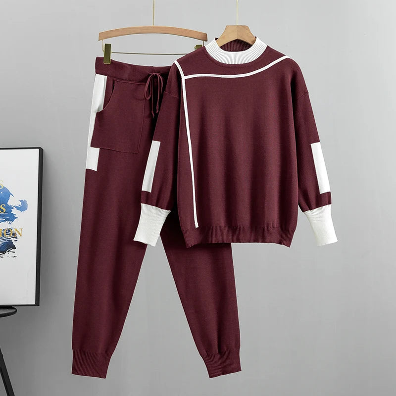Ciepły i wygodny 2-częściowy zestaw damski CozyKnits zapewnia stylowy zimowy wygląd