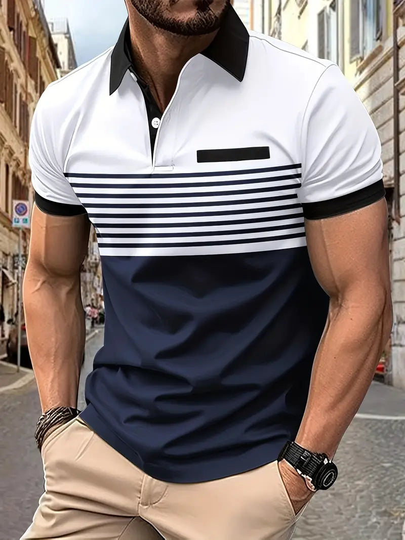 Koszulka polo dla mężczyzn - Slim Fit mit Streifenmuster - Kurzarm, casual i stilvoll