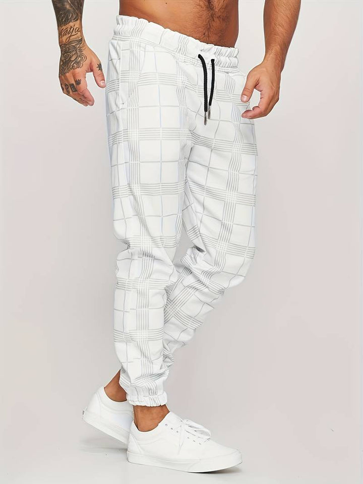 UrbanFit - Nowoczesne męskie joggery Slim Fit w kratkę zapewniające stylowy i wygodny wygląd