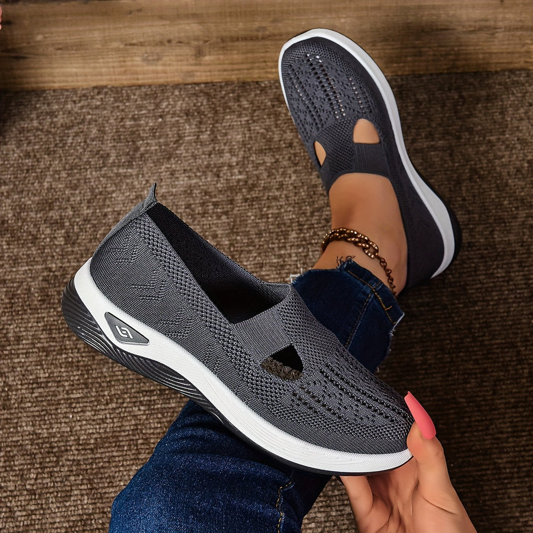 Zapatillas sin cordones para mujer - Tejido transpirable - Suela acolchada - Estilo casual de corte bajo
