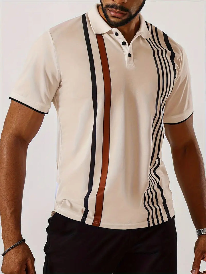 Koszulka polo dla mężczyzn - Slim Fit, Kurzarm, Vertikal gestreift, Klassischer Kragen