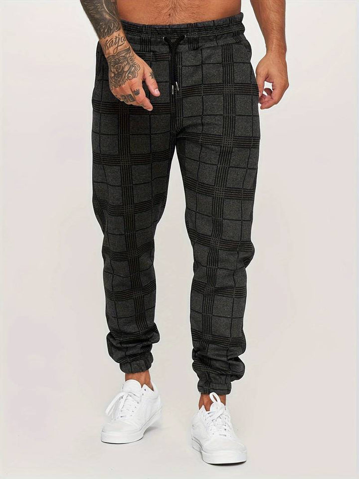 UrbanFit - Nowoczesne męskie joggery Slim Fit w kratkę zapewniające stylowy i wygodny wygląd