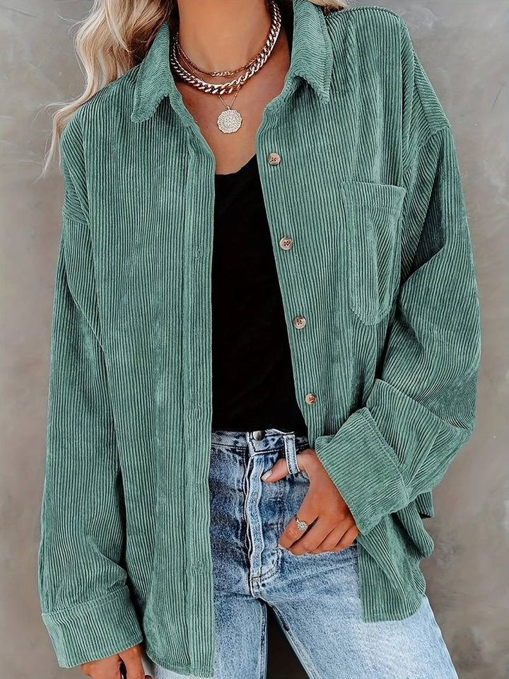 camisa de pana para mujer - corte holgado - manga larga - prenda casual de entretiempo para combinar