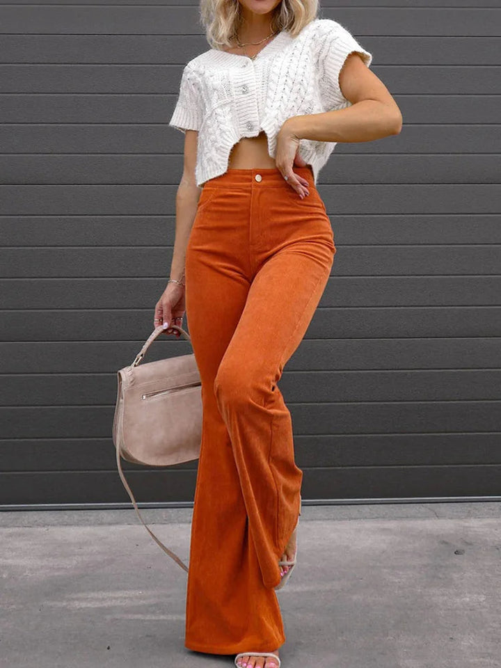 VelvetFlare - Modne damskie spodnie sztruksowe Flare zapewniające stylowy wygląd