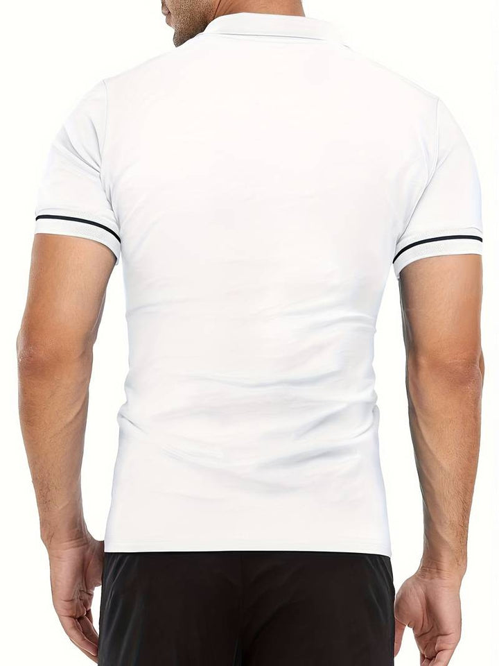 Polos para Hombre - Ajuste Delgado - Manga Corta - Cuarto de Cierre - Detalle de Contraste Elegante