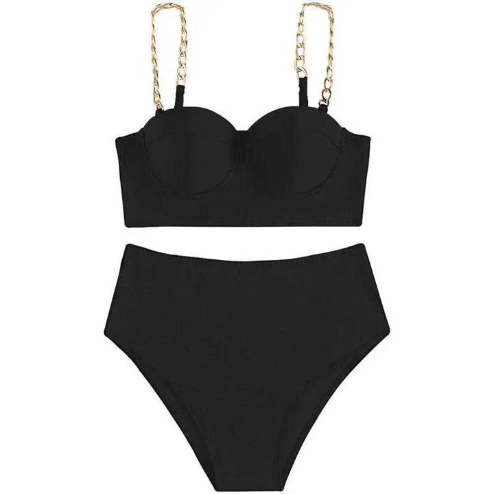 Zestaw bikini z wysokim stanem i paskami dla kobiet