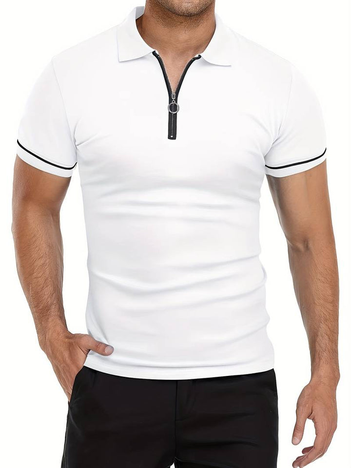 Polos para Hombre - Ajuste Delgado - Manga Corta - Cuarto de Cierre - Detalle de Contraste Elegante