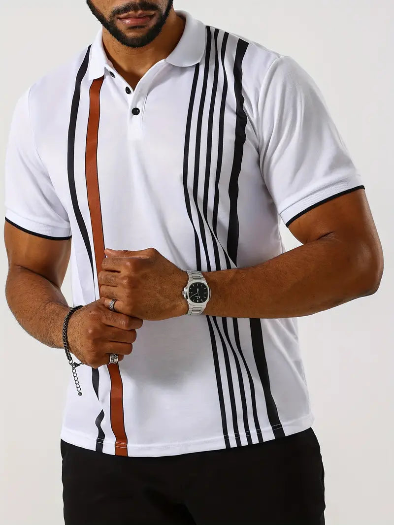 Koszulka polo dla mężczyzn - Slim Fit, Kurzarm, Vertikal gestreift, Klassischer Kragen