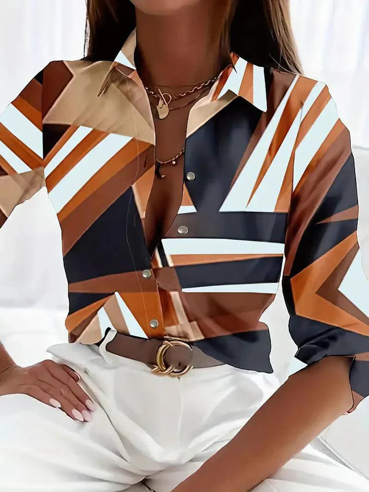 Camisa de mujer de cuadros con botones y estampado elegante