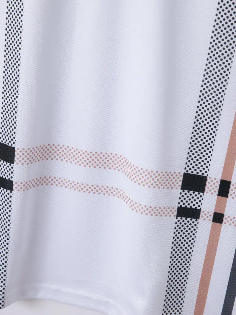 Camisa Polo para Hombre - Diseño de Cuadros - Ajuste Estrecho - Manga Corta Ropa Casual Clásica