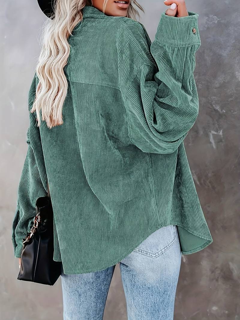 camisa de pana para mujer - corte holgado - manga larga - prenda casual de entretiempo para combinar