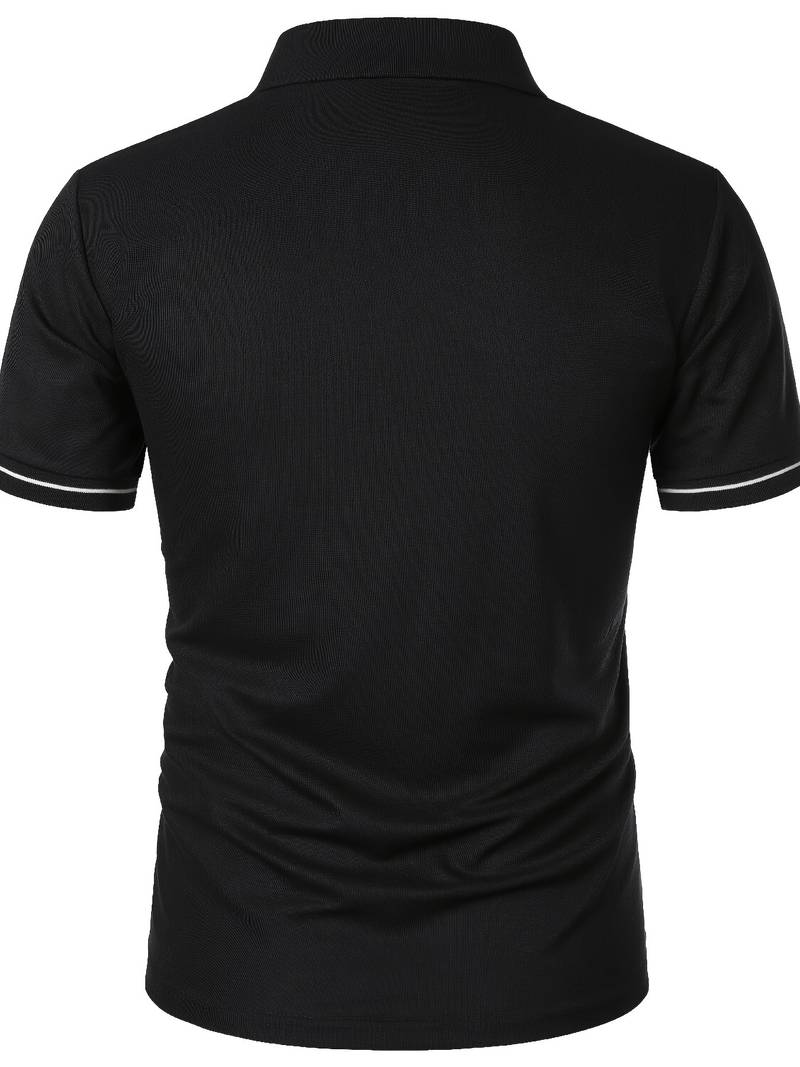 Polos para Hombre - Ajuste Delgado - Manga Corta - Cuarto de Cierre - Detalle de Contraste Elegante