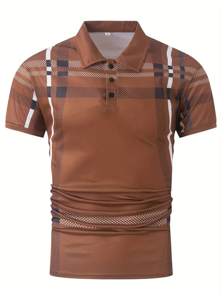 Camisa Polo para Hombre - Diseño de Cuadros - Ajuste Estrecho - Manga Corta Ropa Casual Clásica