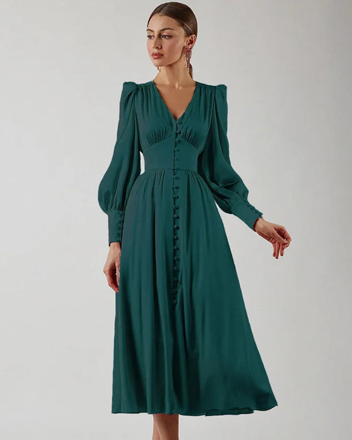 Elegancka satynowa sukienka Maxi Seraphina z dekoltem w szpic dla kobiet