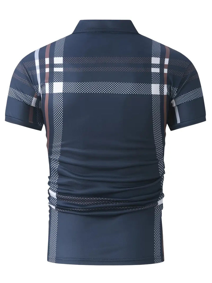 Camisa Polo para Hombre - Diseño de Cuadros - Ajuste Estrecho - Manga Corta Ropa Casual Clásica