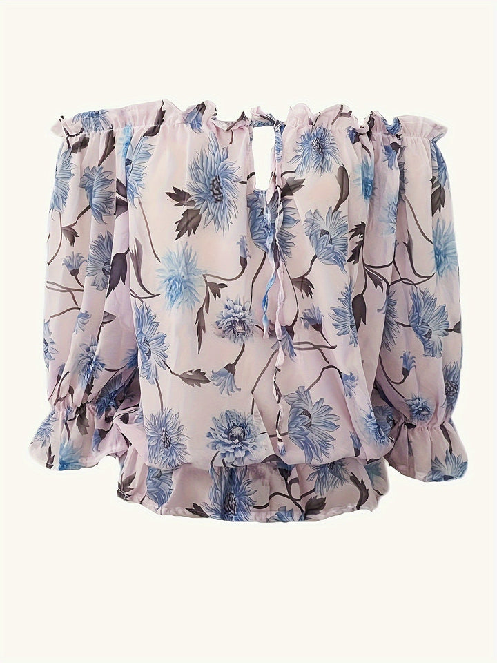 Blusa floral sin hombros para mujer - Elegancja i styl w jednej stylizacji