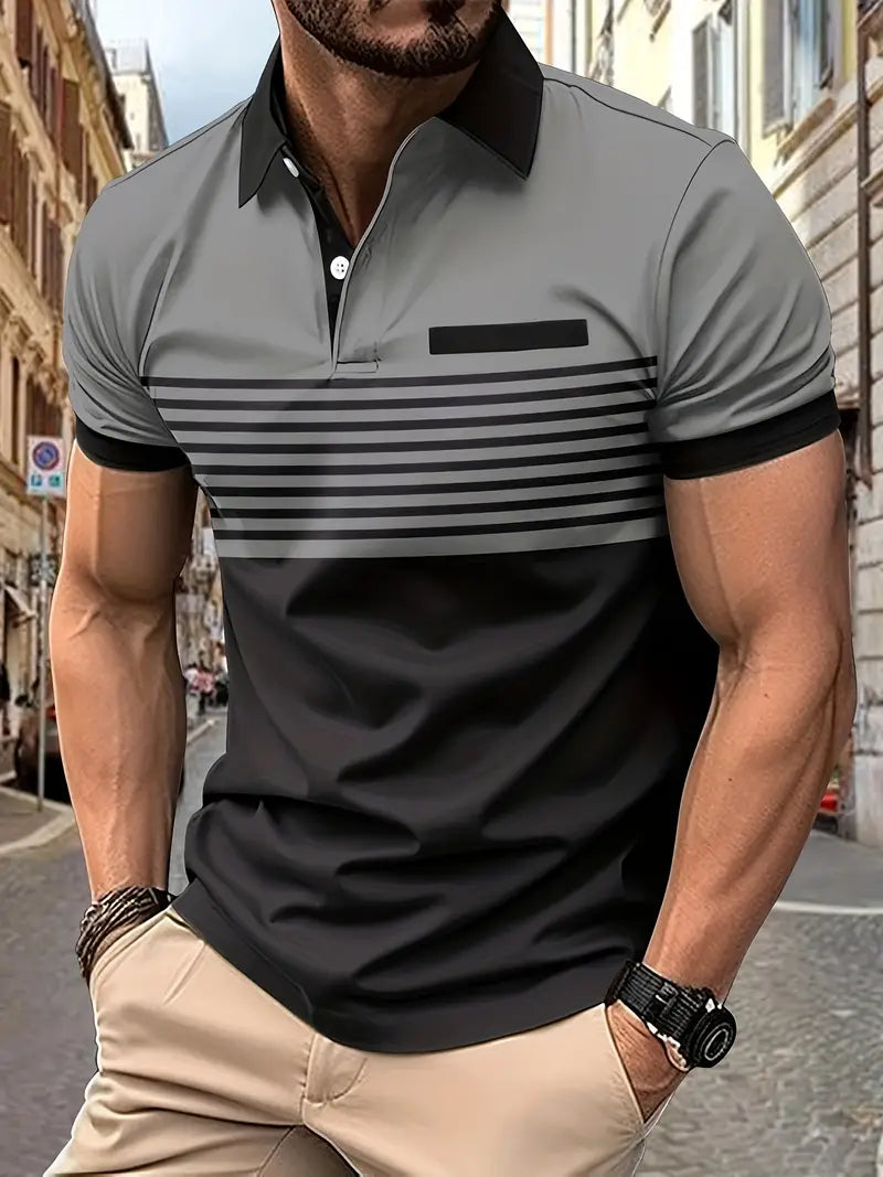 Koszulka polo dla mężczyzn - Slim Fit mit Streifenmuster - Kurzarm, casual i stilvoll
