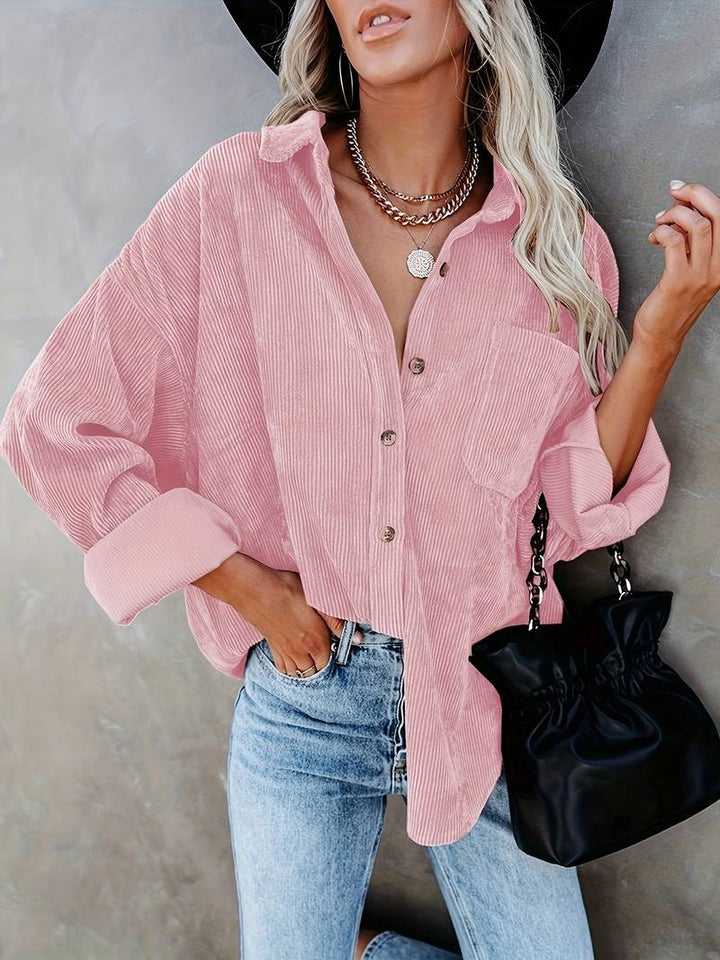 camisa de pana para mujer - corte holgado - manga larga - prenda casual de entretiempo para combinar