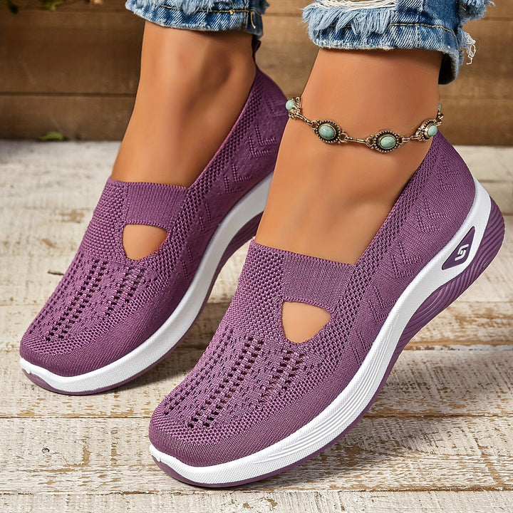 Zapatillas sin cordones para mujer - Tejido transpirable - Suela acolchada - Estilo casual de corte bajo