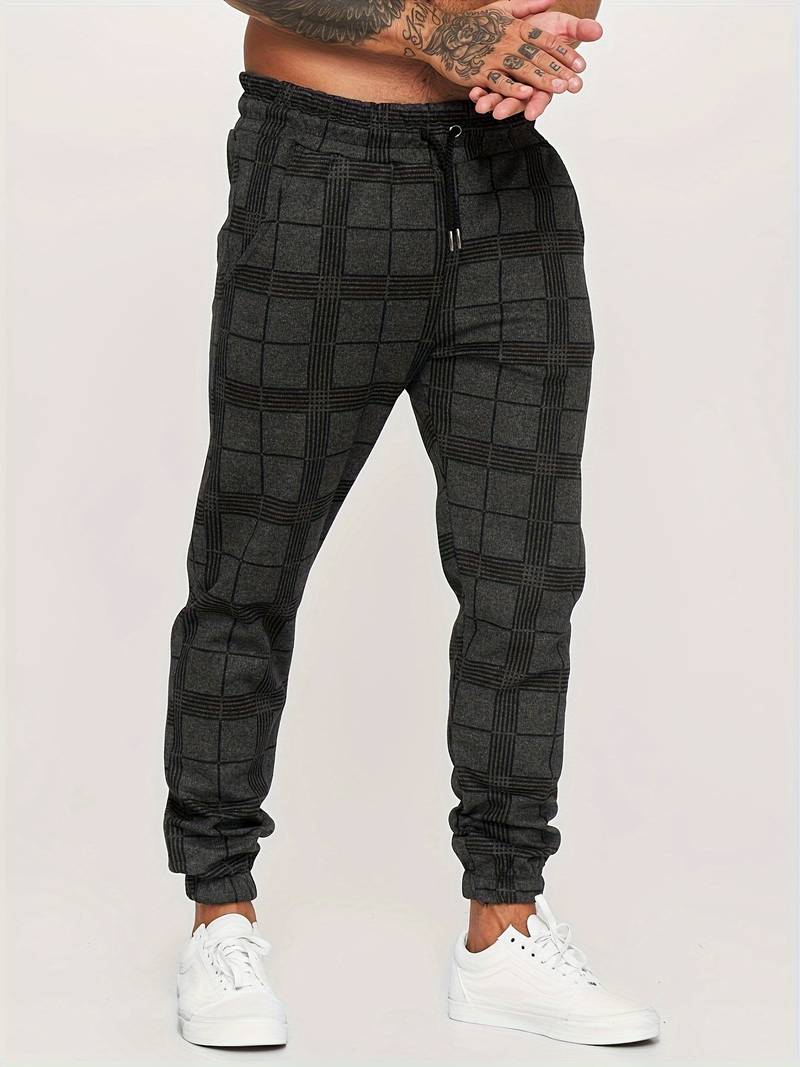 UrbanFit - Nowoczesne męskie joggery Slim Fit w kratkę zapewniające stylowy i wygodny wygląd