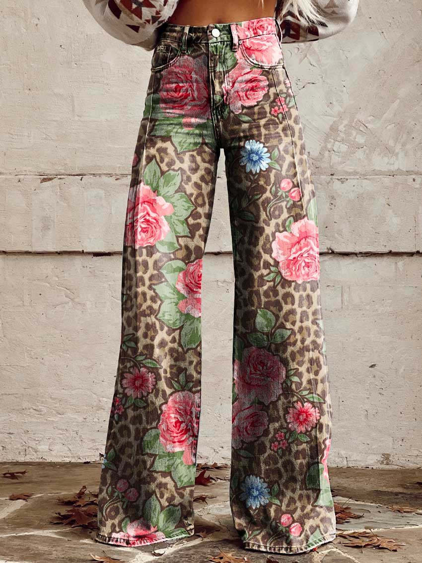 Modne szerokie spodnie z denimu w gradiencie w stylu vintage dla wyrazistego wyglądu