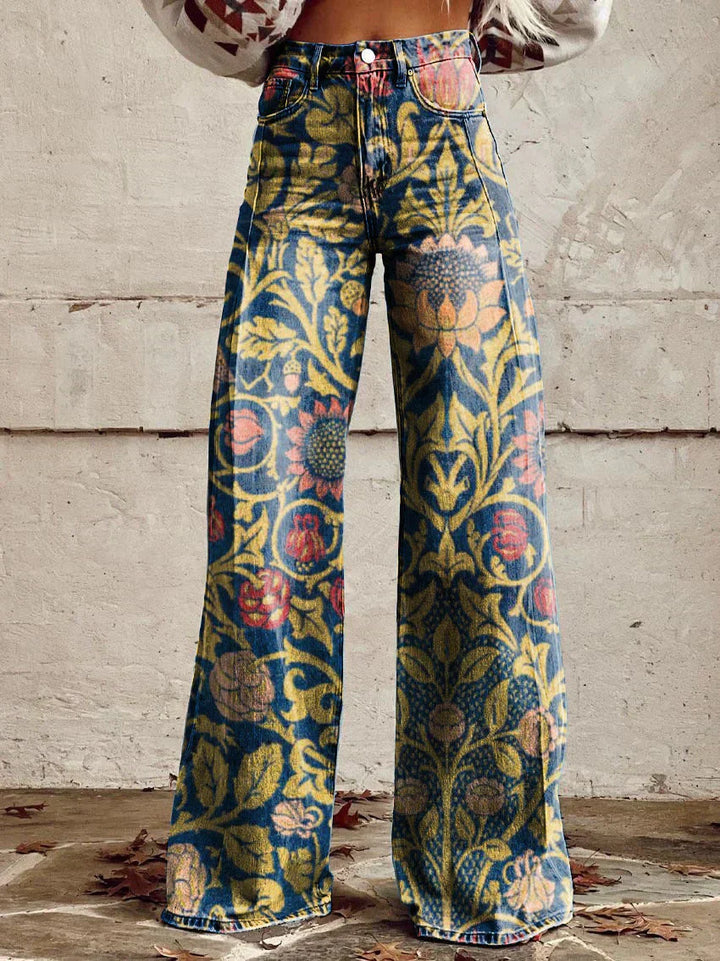 Modne szerokie spodnie z denimu w gradiencie w stylu vintage dla wyrazistego wyglądu