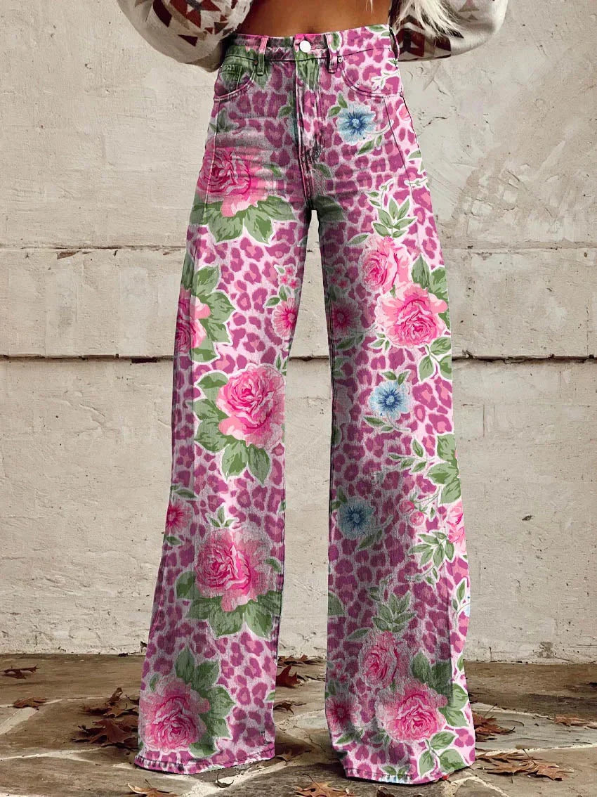 Modne szerokie spodnie z denimu w gradiencie w stylu vintage dla wyrazistego wyglądu