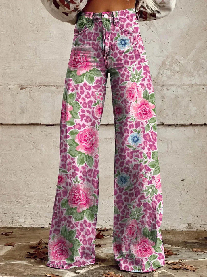 Modne szerokie spodnie z denimu w gradiencie w stylu vintage dla wyrazistego wyglądu
