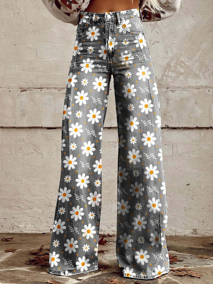 Modne szerokie spodnie z denimu w gradiencie w stylu vintage dla wyrazistego wyglądu