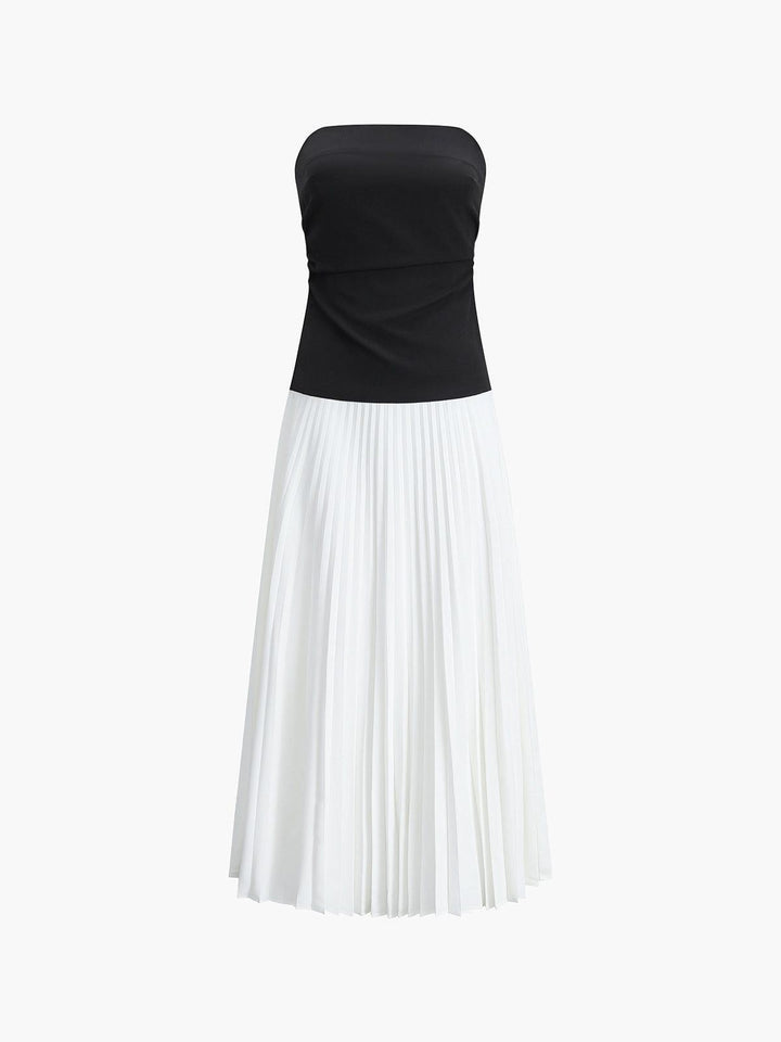 Elegant Strapless Pleated Midi Dress for Women