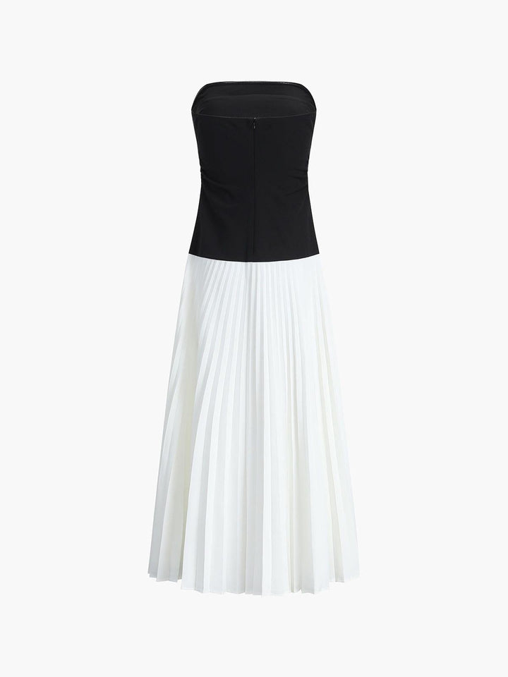 Elegant Strapless Pleated Midi Dress for Women