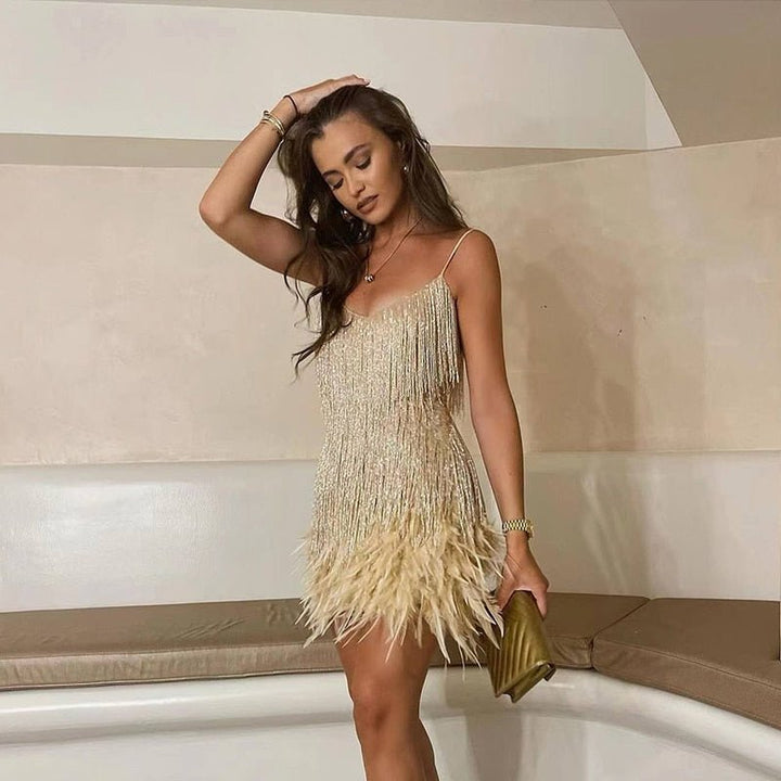 Elegancka mini sukienka wieczorowa Luxe z cekinami dla nieodpartego blasku