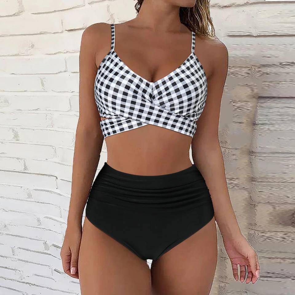 Zestaw Biquíni de Cintura Alta para Mulheres - Moda Elegancka i Współczesna w Modzie Praia