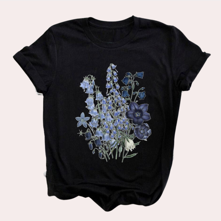 T-shirt damski Mirielle: modny styl z ekskluzywnym ozdobnym nadrukiem