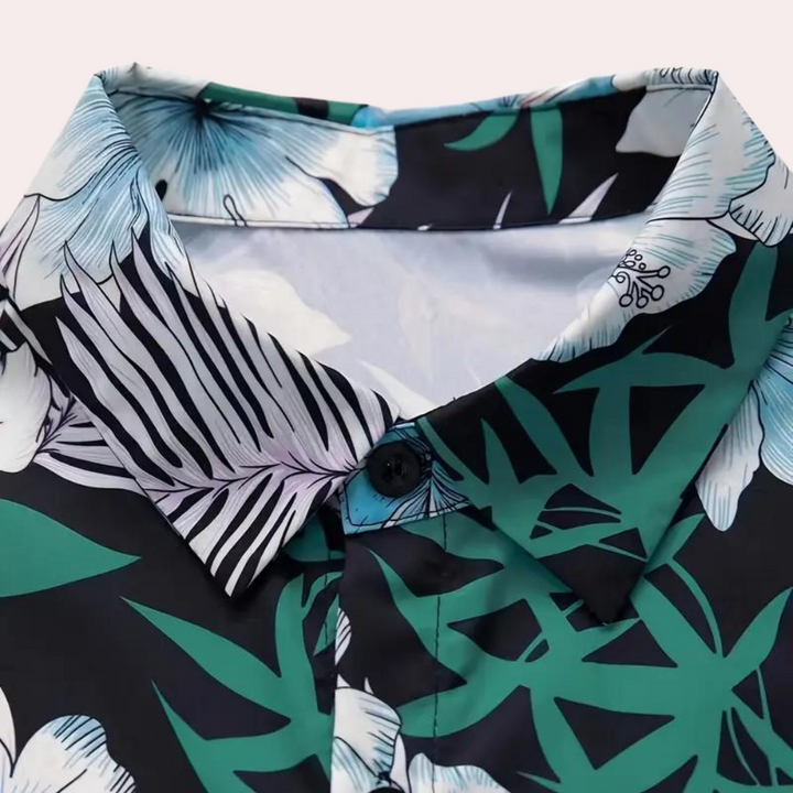 Travis - Męski letni elegancki zestaw w kwiaty