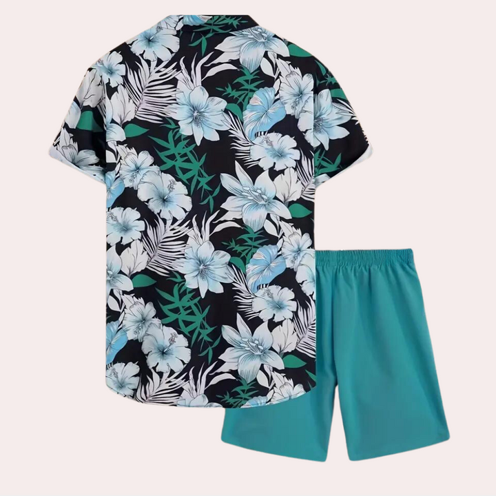 Travis - Męski letni elegancki zestaw w kwiaty
