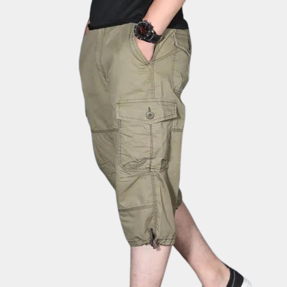 Enzio - Męskie eleganckie spodnie cargo o długości trzy czwarte