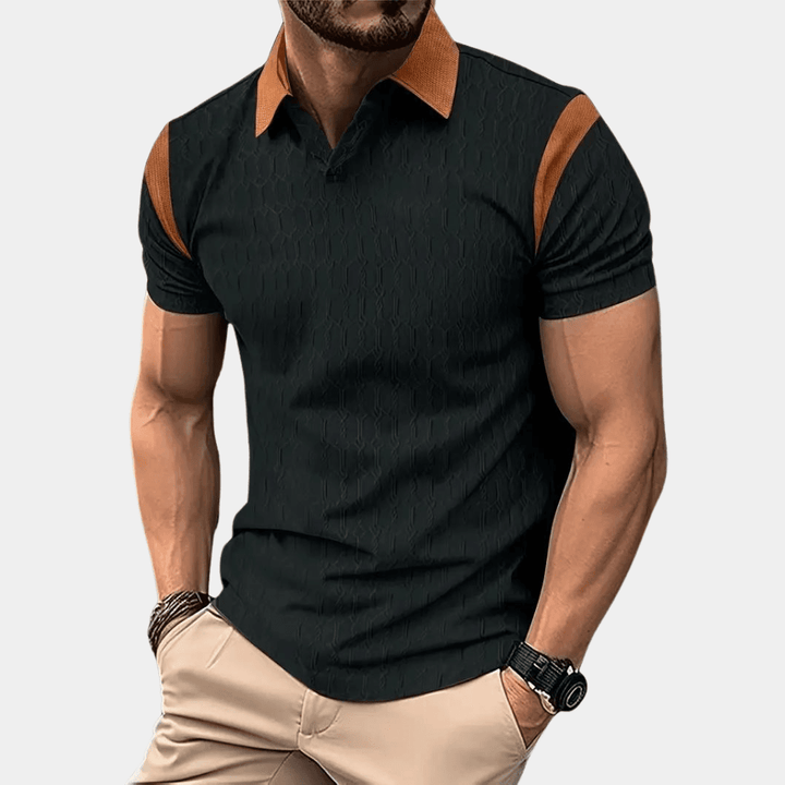Męska stylowa oddychająca koszulka polo z mieszanki bawełny - Slim Fit z krótkim rękawem